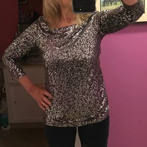 J. Crew Silver Sequin top